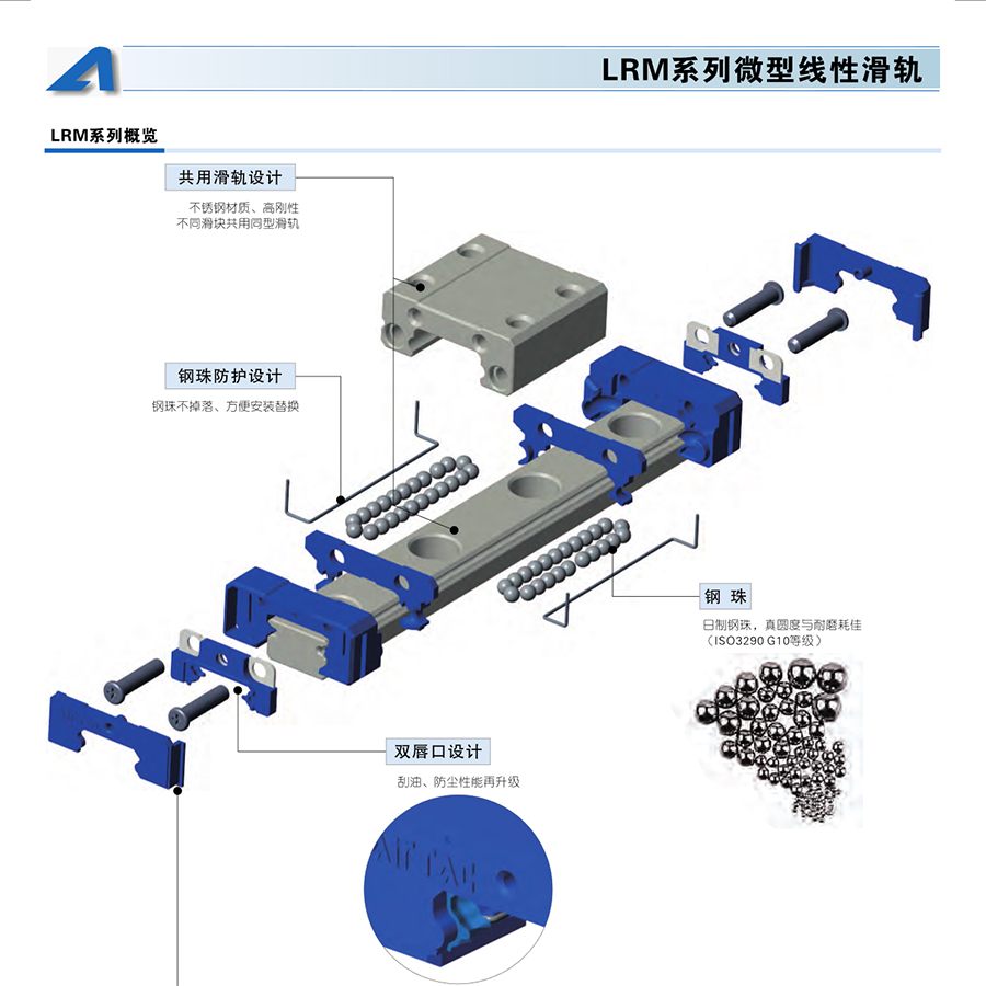 亚德客(AirTAC) LRM9微型线轨成品 H级；LRM9N2X315S7.5AH