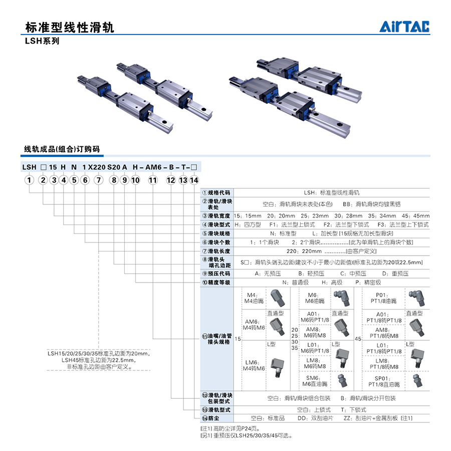 亚德客(AirTAC) 亚德客 直线导轨 LSH20RLX280-S20-N-D