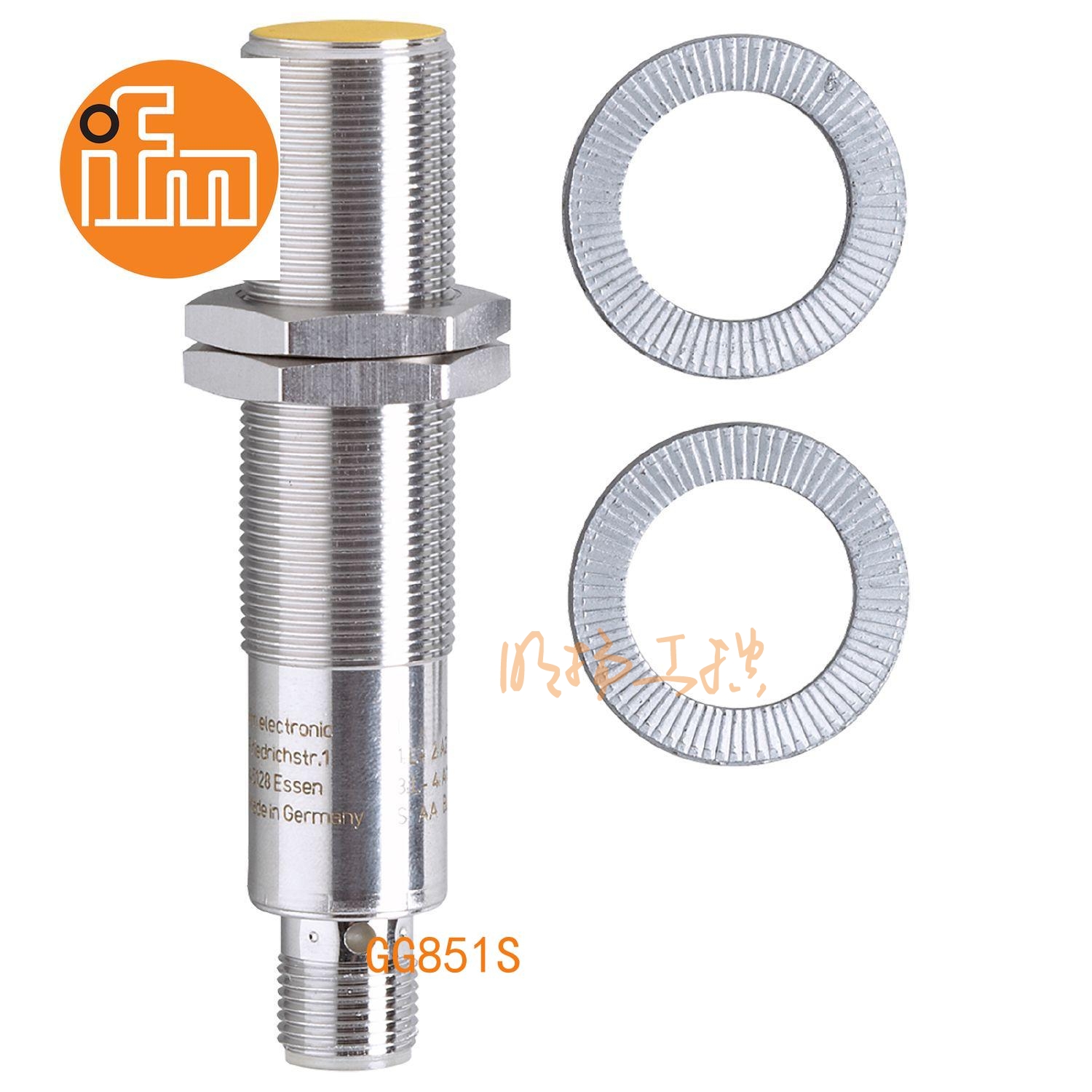 IFM易福门接近开关GG851S；尺寸：M18 x 1 / L = 86.5 mm；有效感应区：> 10 mm；输出功能：2 x OSSD (A1和A2);输出:DC PNP；接口：M12 接插件；电感式安全接近开关 ；