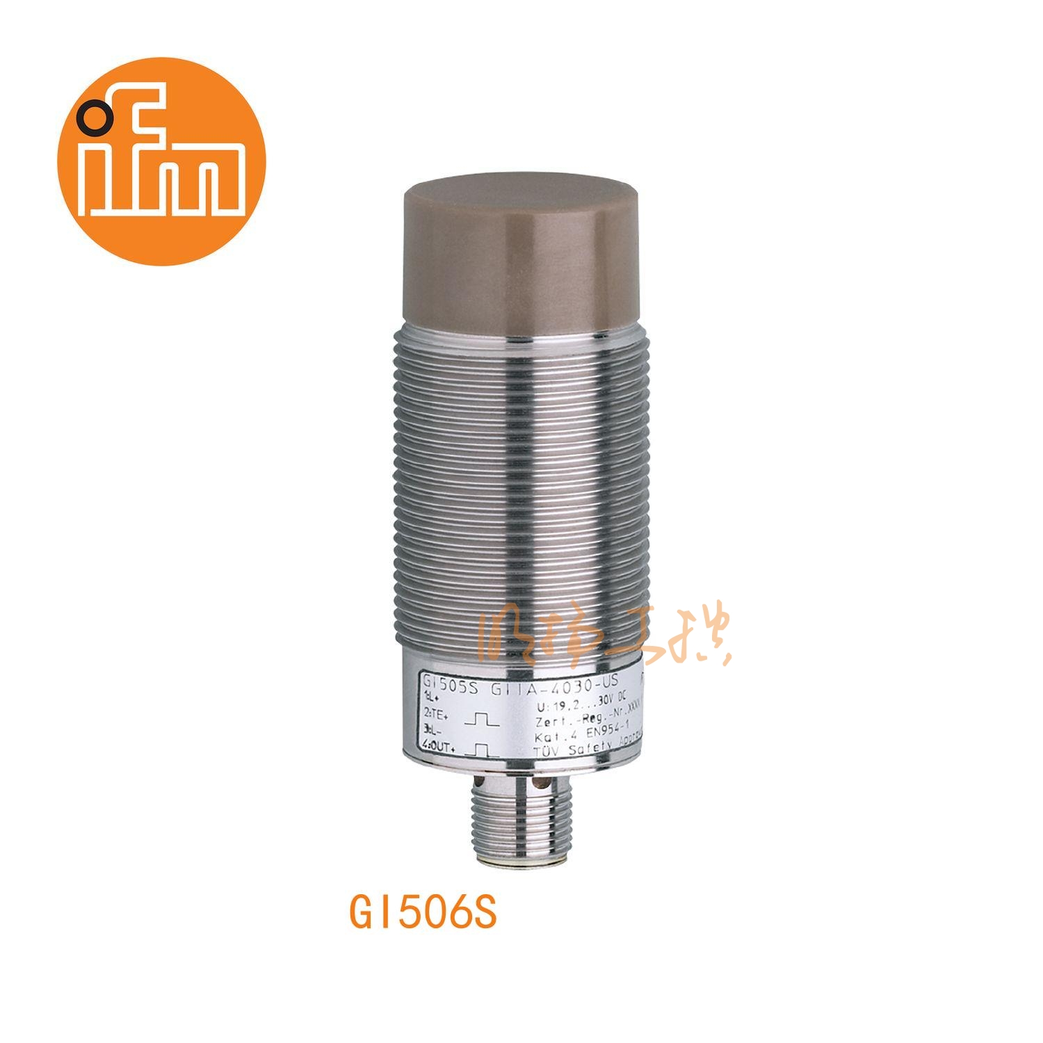 IFM易福门接近开关GI506S；尺寸：M30 x 1.5 / L = 80 mm；有效感应区：6...12 mm；输出功能：时钟信号;输出:DC；接口：M12 接插件；电感式安全接近开关 ；