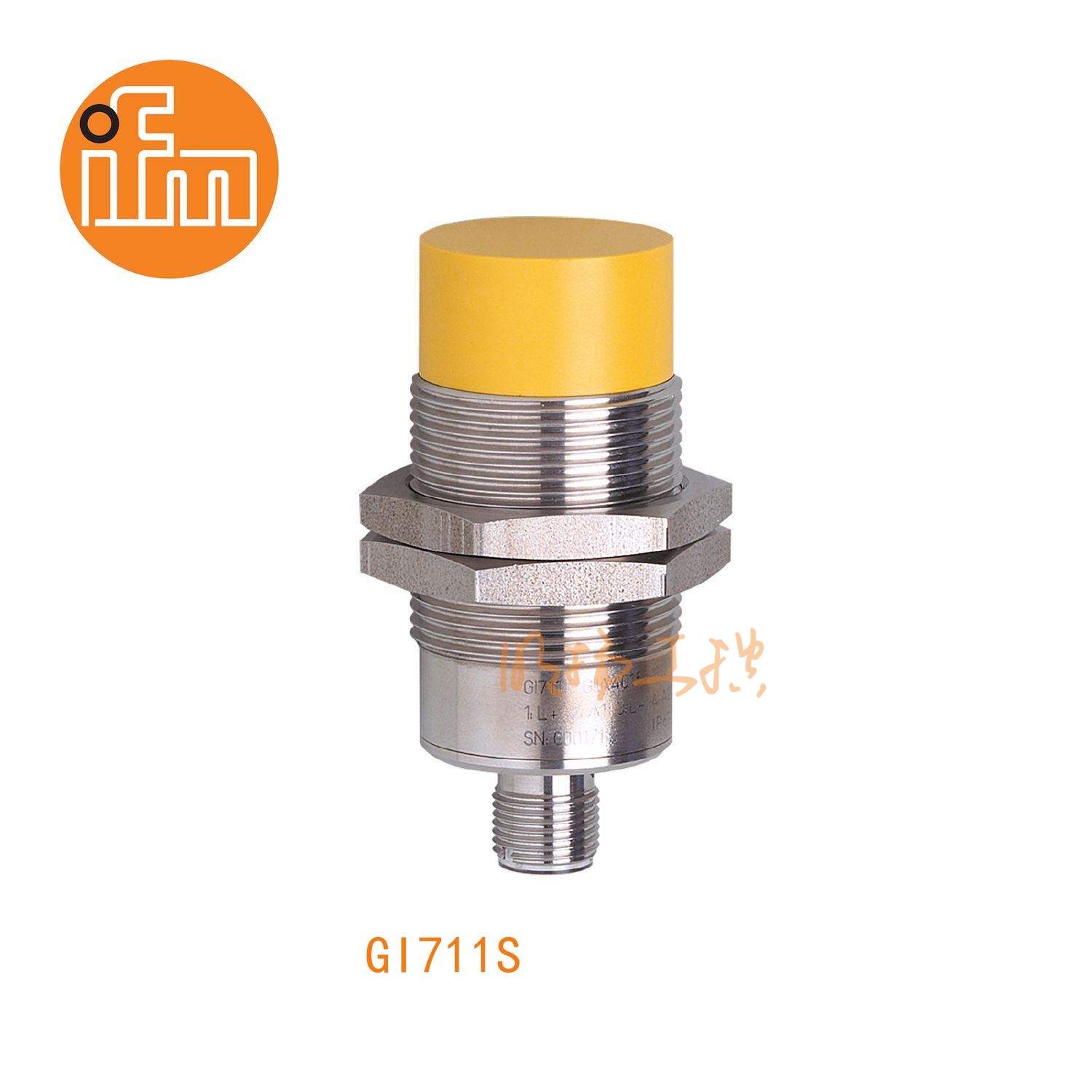 IFM易福门接近开关GI711S；尺寸：M30 x 1.5 / L = 70 mm；有效感应区：1...15 mm；输出功能：2 x OSSD (A1和A2);输出:DC PNP；接口：M12 接插件；电感式安全接近开关 ；