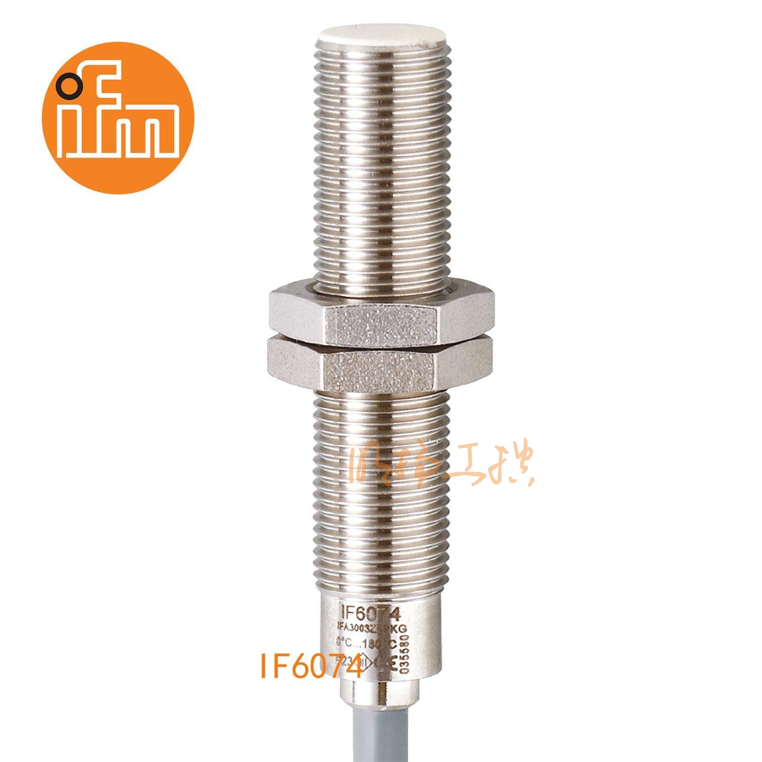 IFM易福门接近开关IF6074；感应距离：3 mm 齐平安装；开关频率：500 Hz；输出功能：常开;输出:DC PNP；尺寸：M12 x 1 / L = 56 mm；适用于高达180°C环境温度的应用 ；