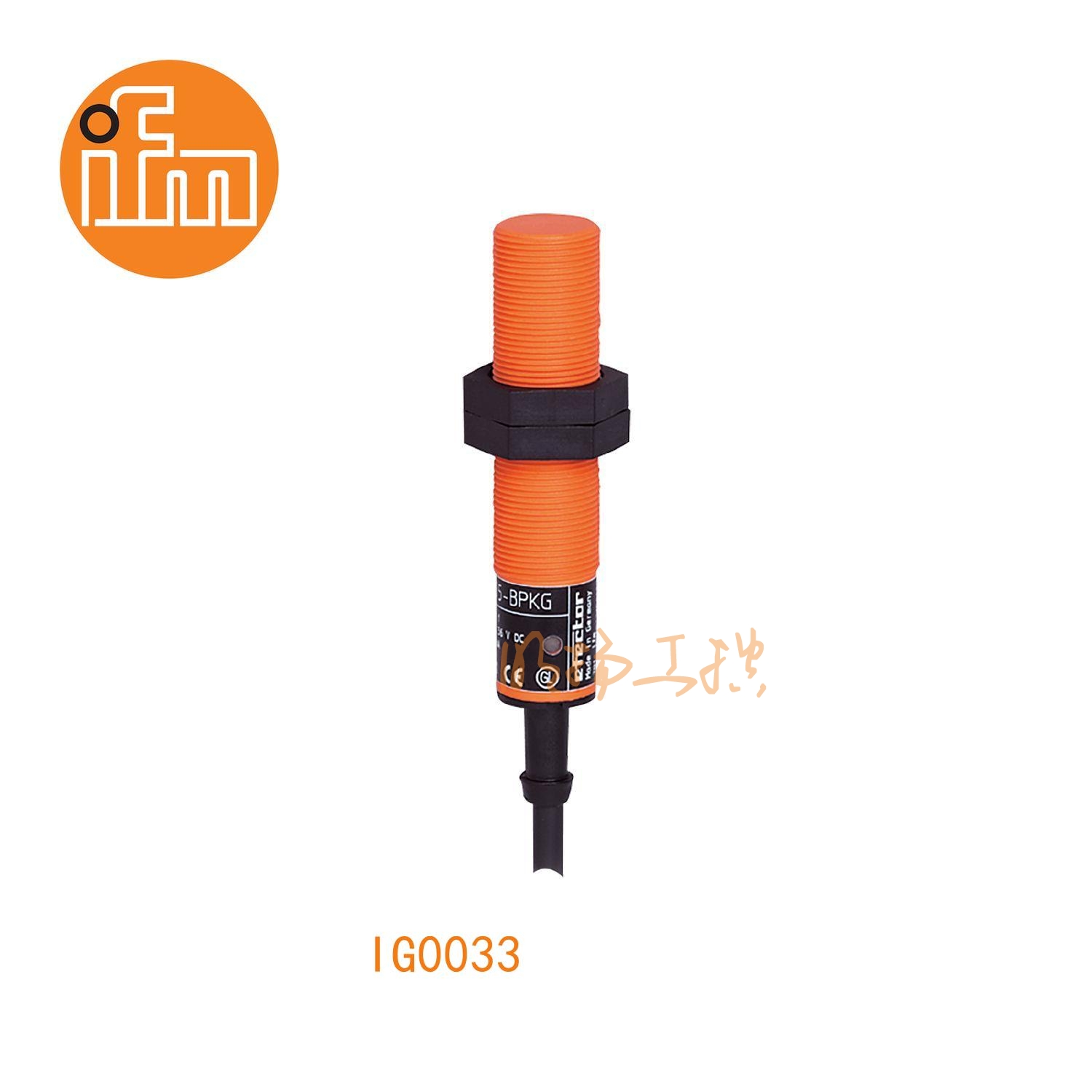 IFM易福门接近开关IG0033；感应距离：5 mm 齐平安装；开关频率：25 Hz AC / 50 Hz DC；输出功能：常开；输出：AC/DC；尺寸：M18 x 1 / L = 80 mm; AC/DC接近开关 ；