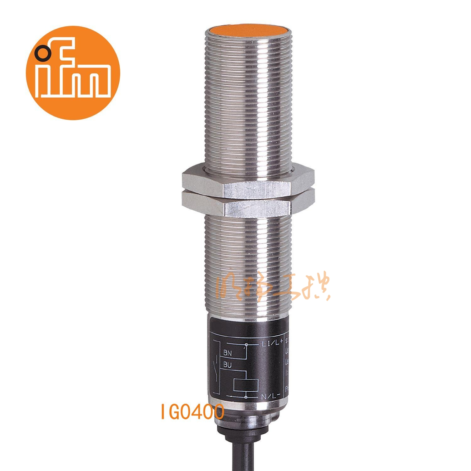 IFM易福门接近开关IG0400；感应距离：5 mm 齐平安装；开关频率：25 Hz AC / 50 Hz DC；输出功能：常开；输出：AC/DC；尺寸：M18 x 1 / L = 82 mm; AC/DC接近开关 ；