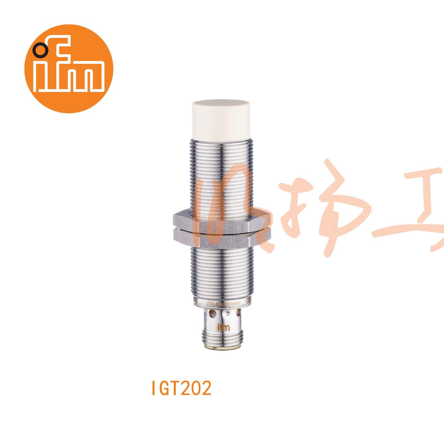 IFM易福门接近开关IGT202；感应距离：12 mm 非齐平安装；开关频率：300 Hz；输出功能：常开；输出：DC PNP/NPN；尺寸：M18 x 1 / L = 70 mm；卫生区域 ；