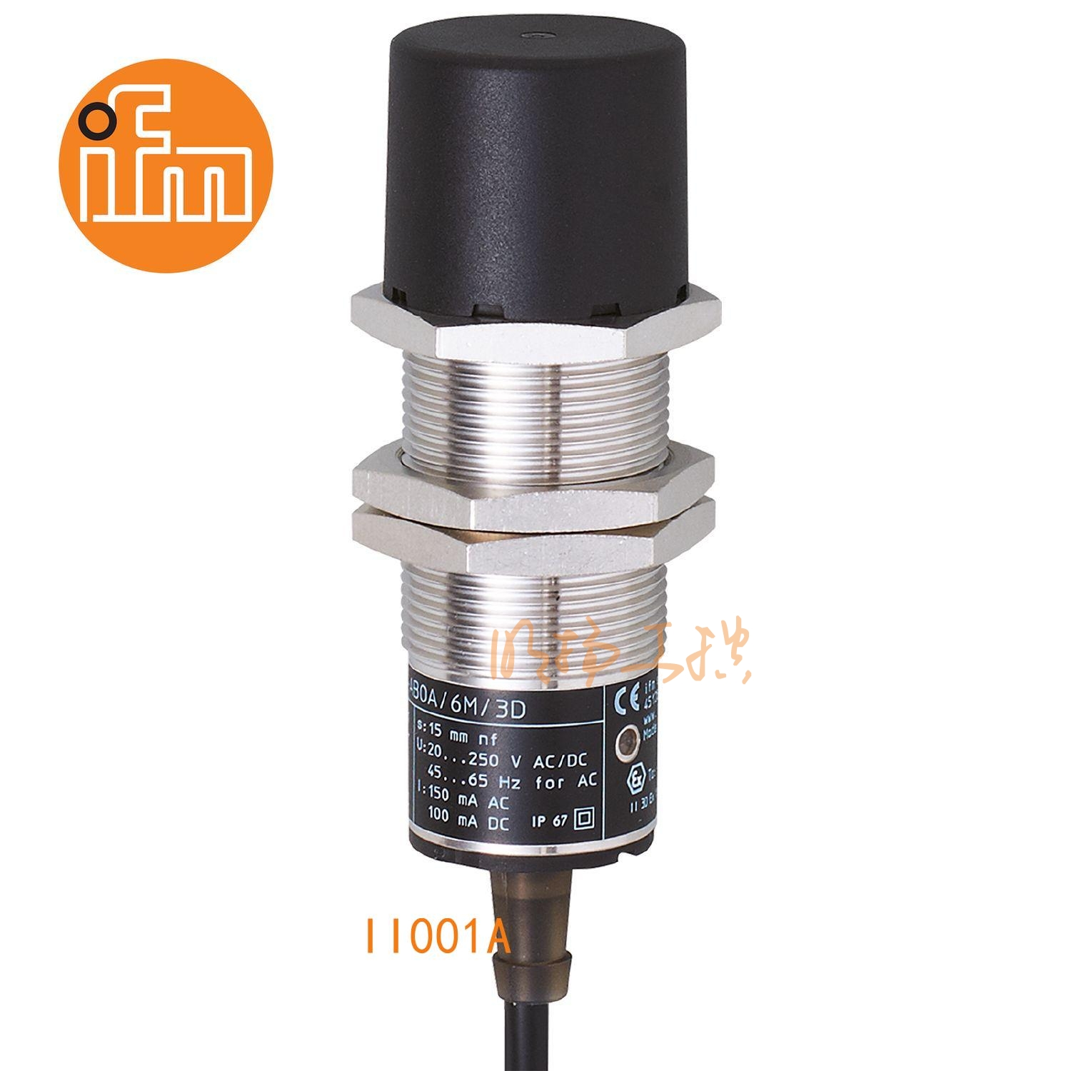 IFM易福门接近开关II001A；感应距离：15 mm 非齐平安装；开关频率：25 Hz AC / 50 Hz DC；输出功能：常开；输出：AC/DC；尺寸：M30 x 1.5 / L = 81 mm; AC/DC接近开关 ；