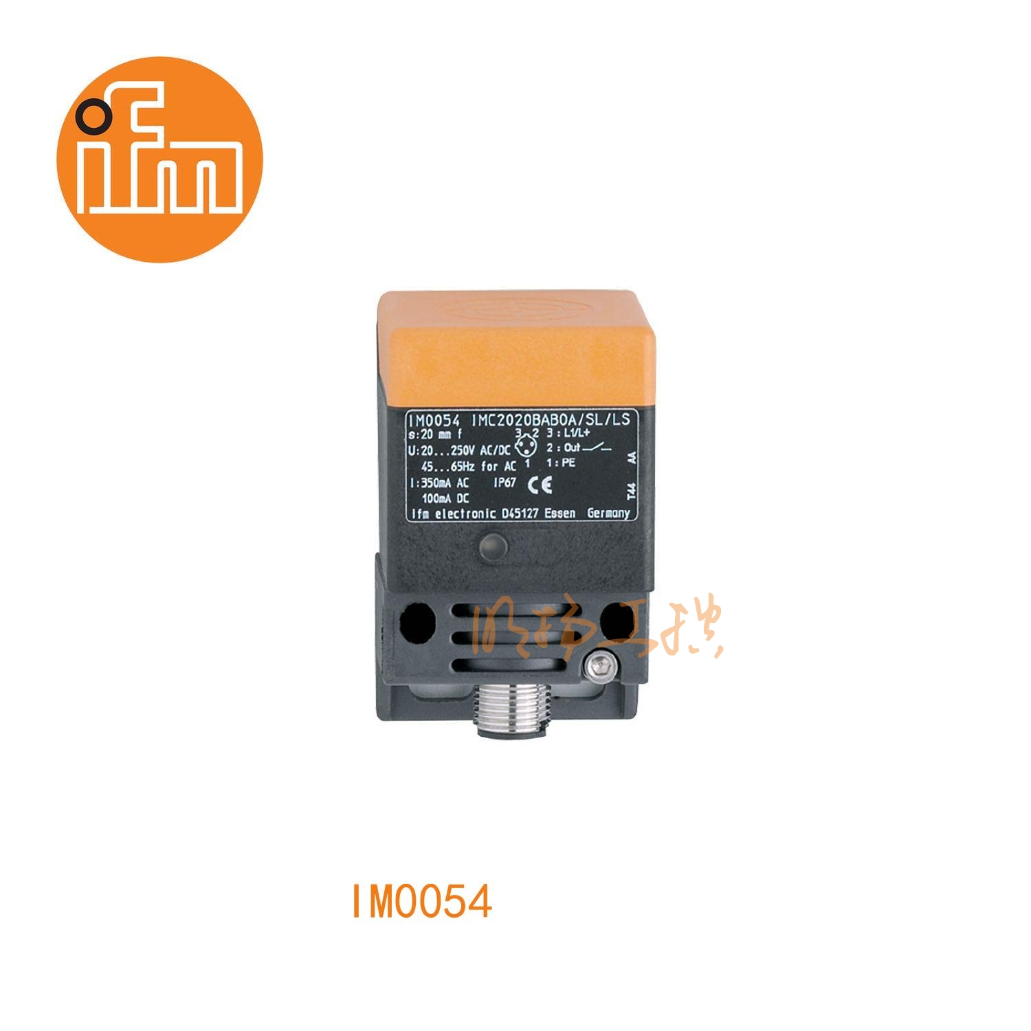 IFM易福门接近开关IM0054；感应距离：20 mm 齐平安装；开关频率：25 Hz AC / 70 Hz DC；输出功能：常开；输出：AC/DC；尺寸：40 x 40 x 66 mm; AC/DC接近开关 ；