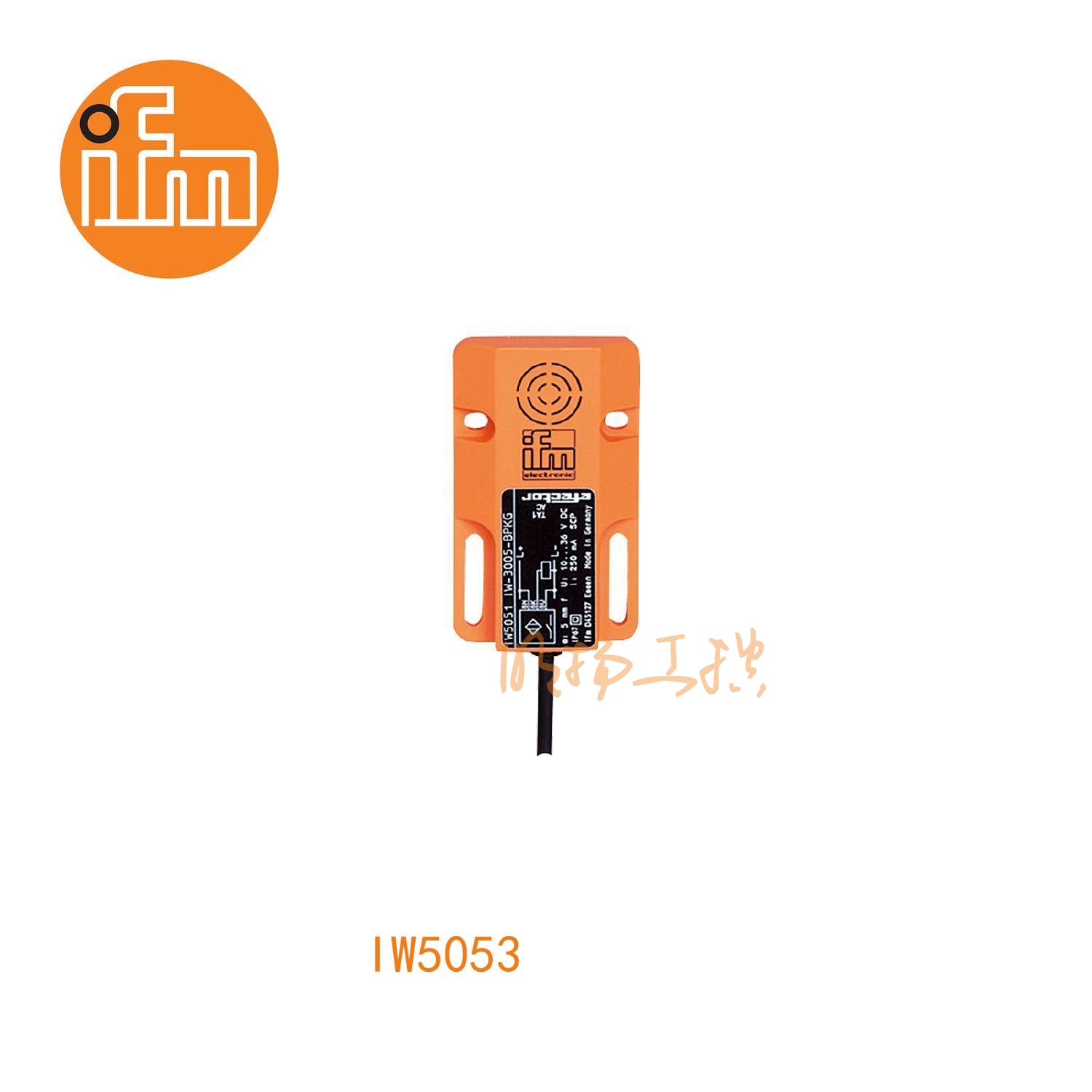 IFM易福门接近开关IW5053；感应距离：8 mm 非齐平安装；开关频率：300 Hz；输出功能：常闭；输出：DC PNP；尺寸：60 x 36 x 10 mm;长检测范围的接近开关 ；