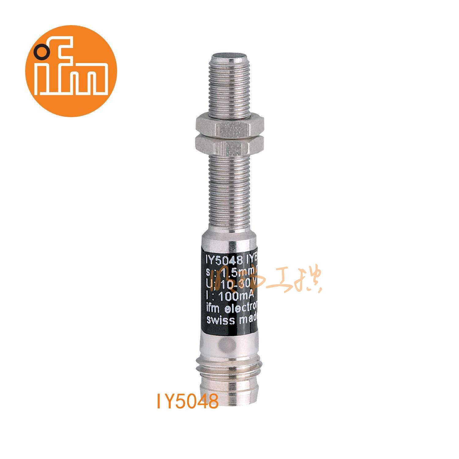 IFM易福门接近开关IY5048；感应距离：1.5 mm 非齐平安装；开关频率：1800 Hz；输出功能：常开；输出：DC PNP；尺寸：M5 x 0.5 / L = 41 mm;长检测范围的接近开关 ；