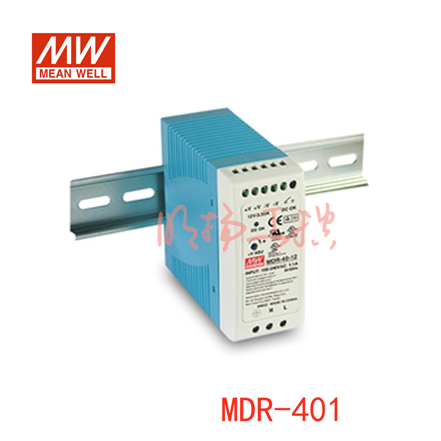 明纬电源 40W单组输出导轨型工业电源；MDR-40-5；功率：40W输出电压：5V输入电压：85-264VAC/120-370VDC