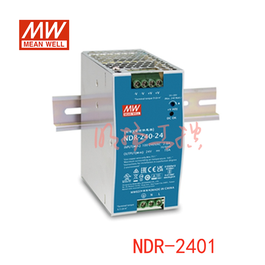 明纬电源 超薄PFC导轨电源；NDR-240-48；功率：240W输出电压：48V输入电压：90-264VAC/127-370VDC