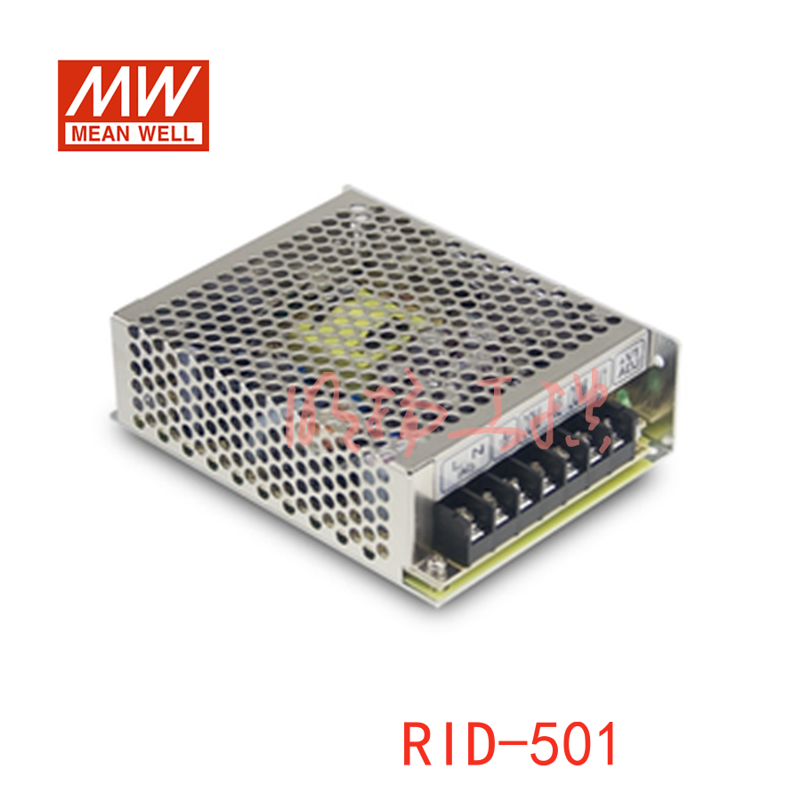 明纬电源 50W双组输出开关电源;RID-50A  功率：50W输出电压：5V/12V输入电压：88-264VAC/124-370VDC