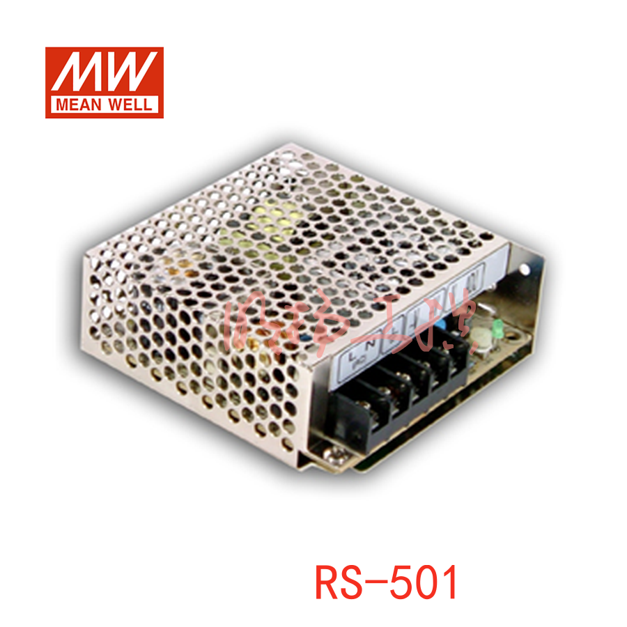明纬电源 50W单组输出开关电源；RS-50-24；功率：50W输出电压：24V输入电压：88-264VAC/124-370VDC