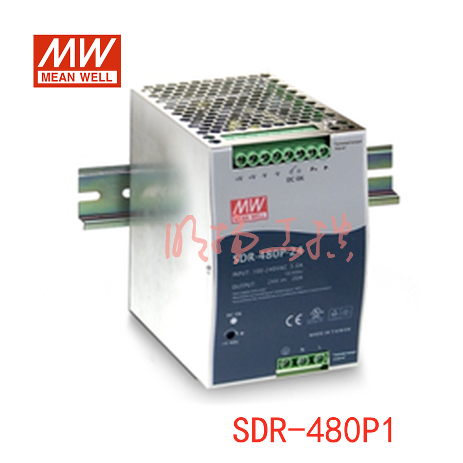 明纬电源 480W单组输出工业用DIN导轨型有PFC功能电源；SDR-480P-24；功率：480W输出电压：24V输入电压：90-264VAC/127-370VDC
